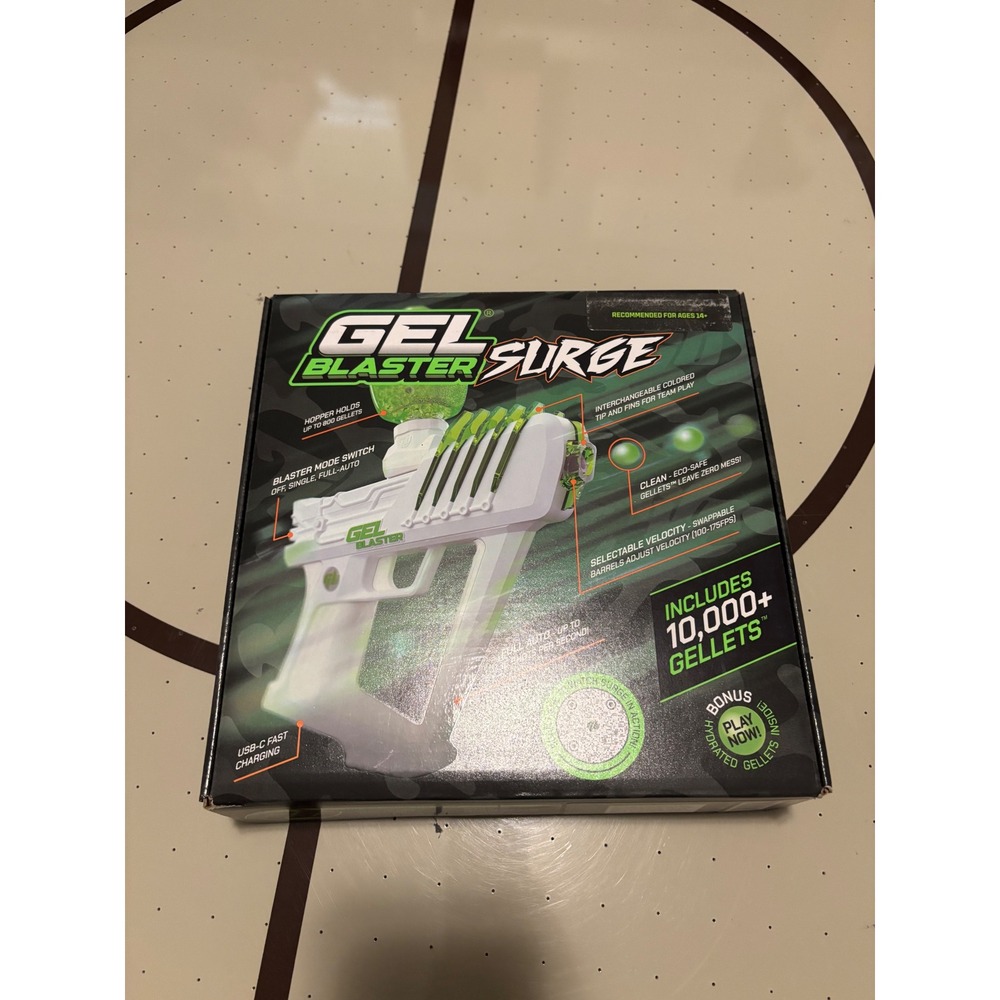 Gel Blaster Surge Water Bead Blaster White Green Full Auto 10000 Gellets New